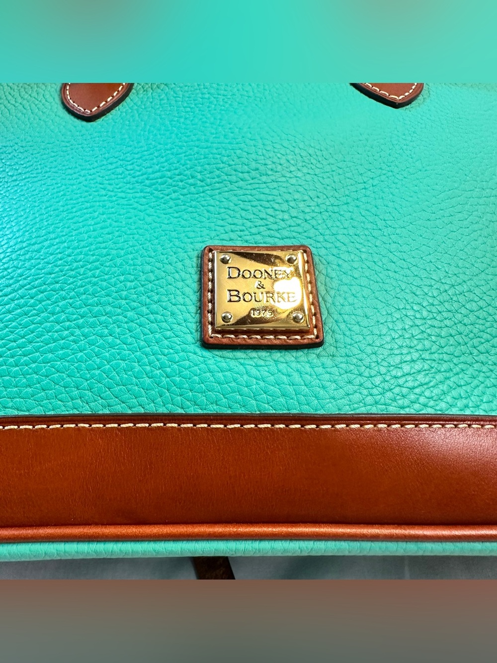 Dooney Bourke Pebble Grain Leather Jade Zip Zip Satchel Turquoise - Picture 2 of 8